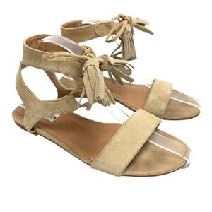 STEVE MADDEN DARYYN Ankle Strap Genuine Leather Suede Sandals Shoes Flats sz 7 M